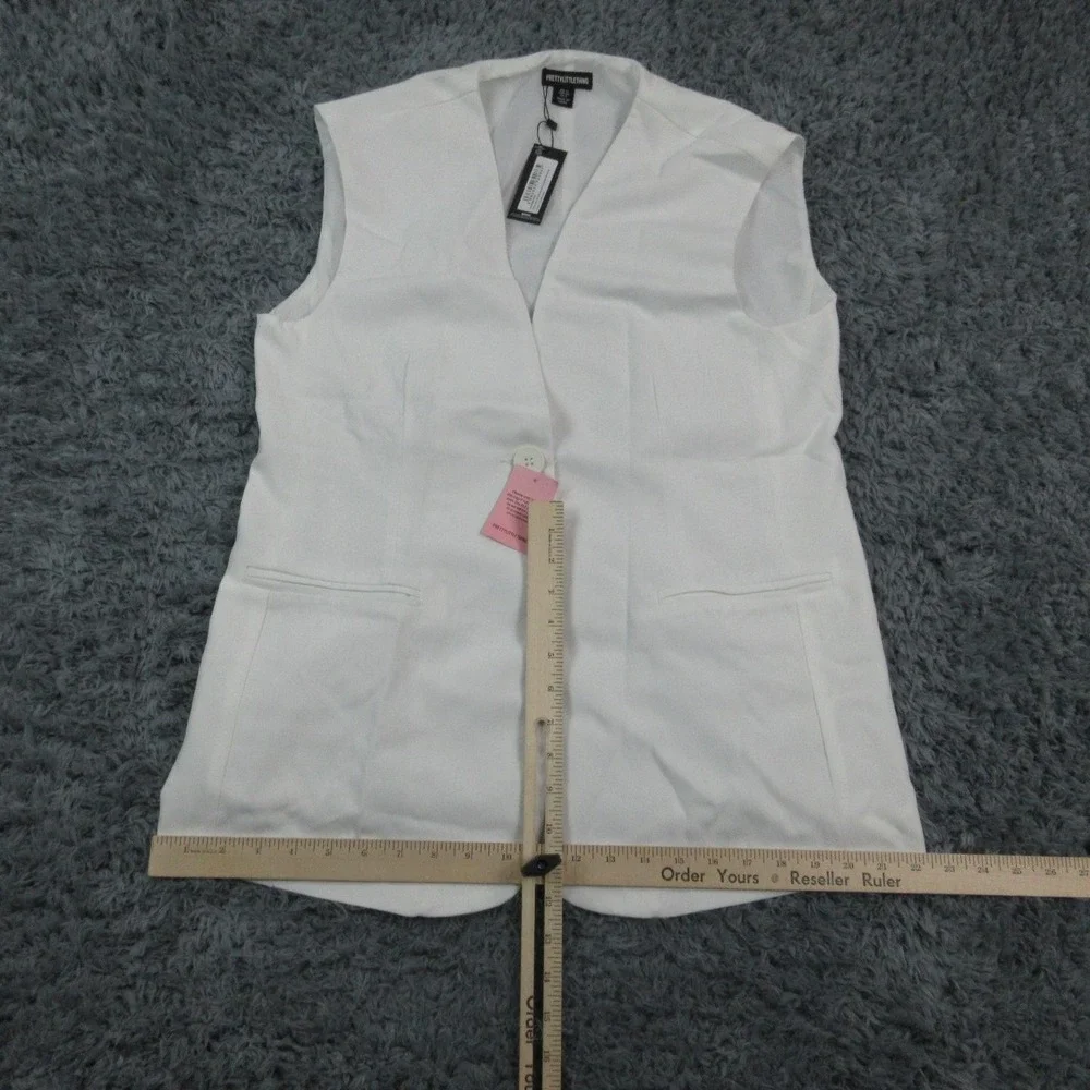 PrettyLittleThing Waistcoat Womens US 8 White Premium Tailored Longline Vest NWT - Picture 7 of 16